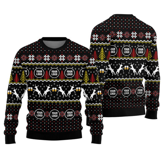 Custom Logo Beer Funny Christmas Sweater For Business Black