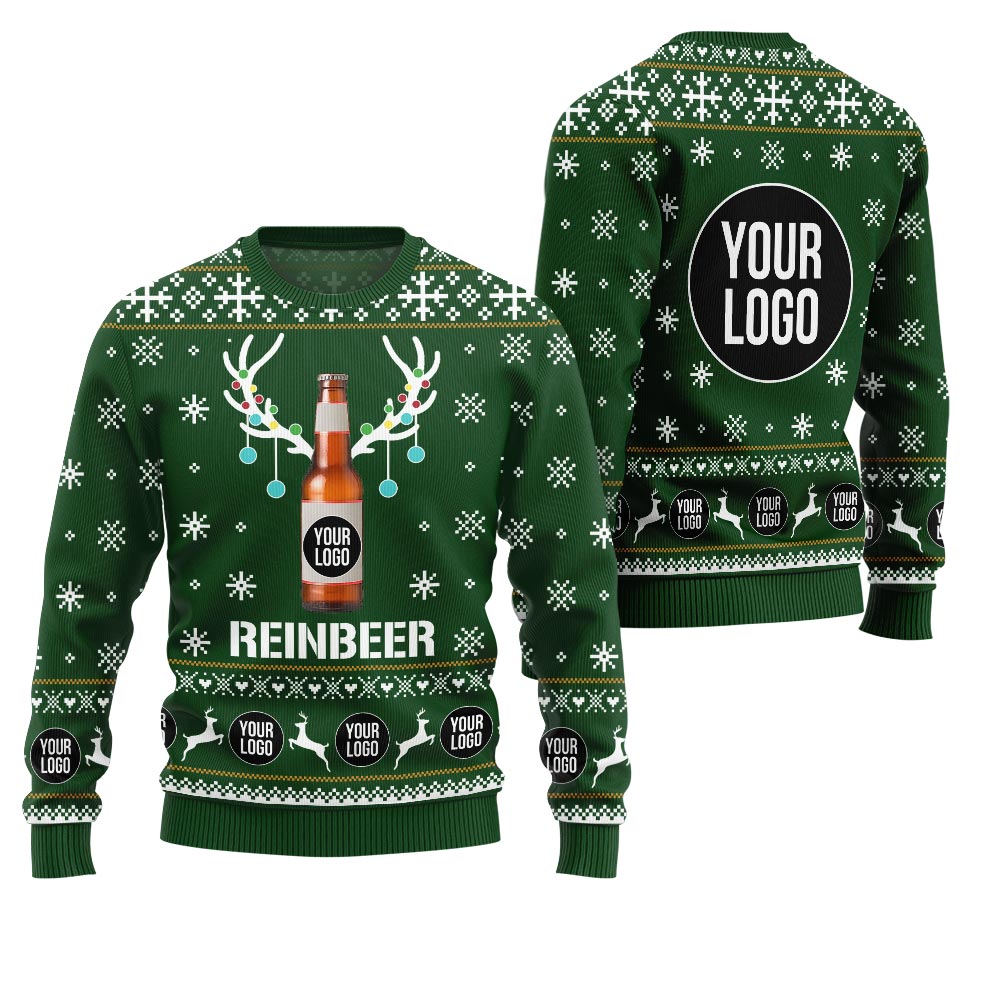 Custom Logo Beer Reindeer Ugly Sweater