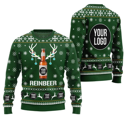 Custom Logo Beer Reindeer Ugly Sweater