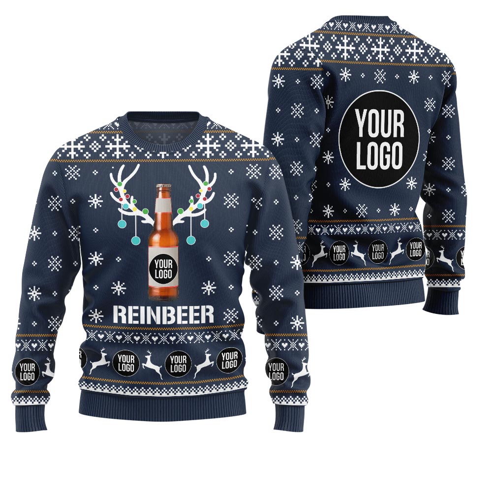 Custom Logo Beer Reindeer Ugly Sweater