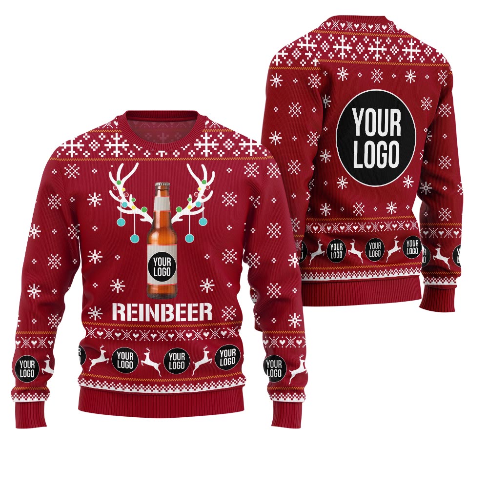 Custom Logo Beer Reindeer Ugly Sweater