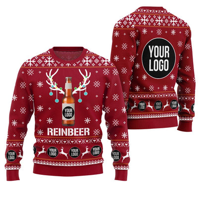 Custom Logo Beer Reindeer Ugly Sweater