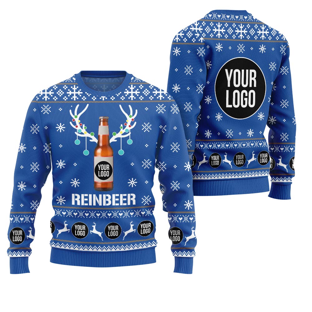 Custom Logo Beer Reindeer Ugly Sweater