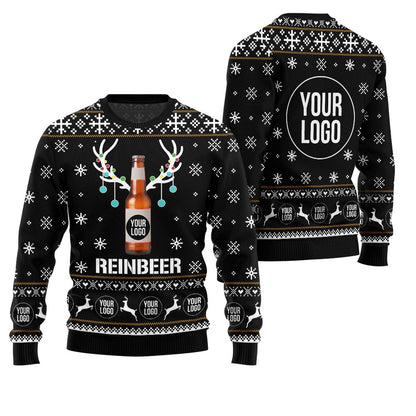 Custom Logo Beer Reindeer Ugly Sweater
