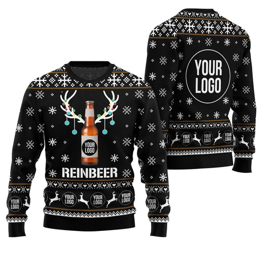 Custom Logo Beer Reindeer Ugly Sweater