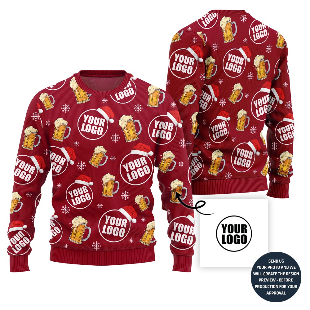 Custom Logo Beer Ugly Christmas Sweater For Team