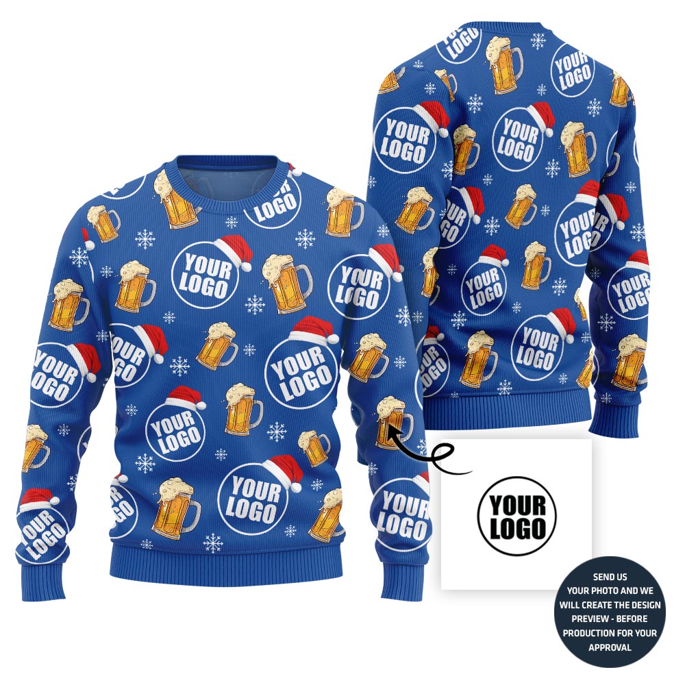 Custom Logo Beer Ugly Christmas Sweater For Team