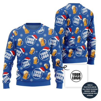 Custom Logo Beer Ugly Christmas Sweater For Team