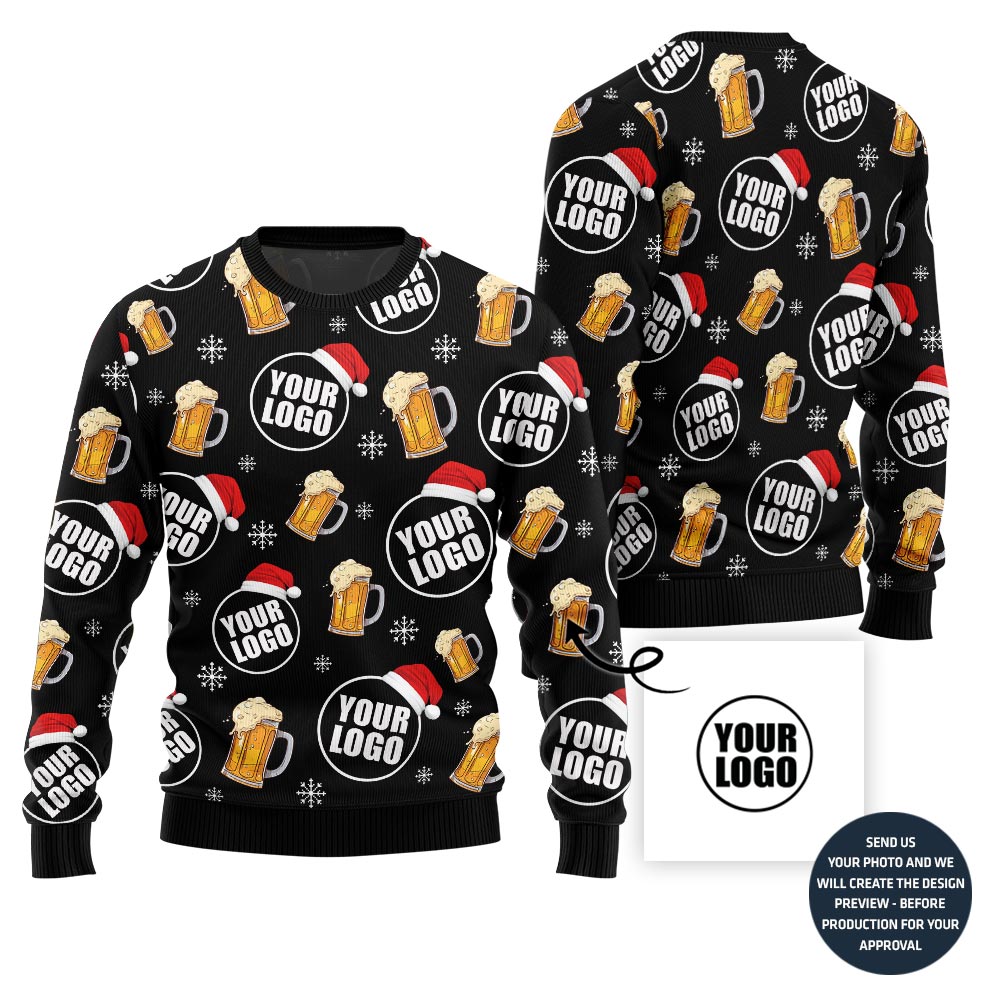 Custom Logo Beer Ugly Christmas Sweater For Team