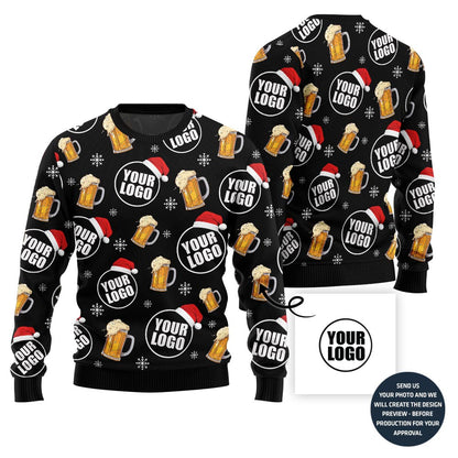 Custom Logo Beer Ugly Christmas Sweater For Team