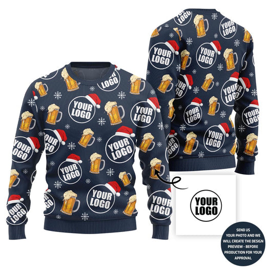 Custom Logo Beer Ugly Christmas Sweater For Team