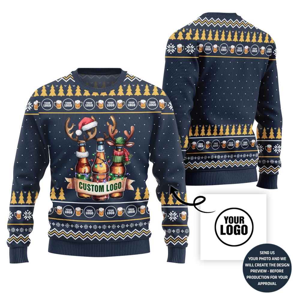 Custom Logo Beer Ugly Xmas Sweater