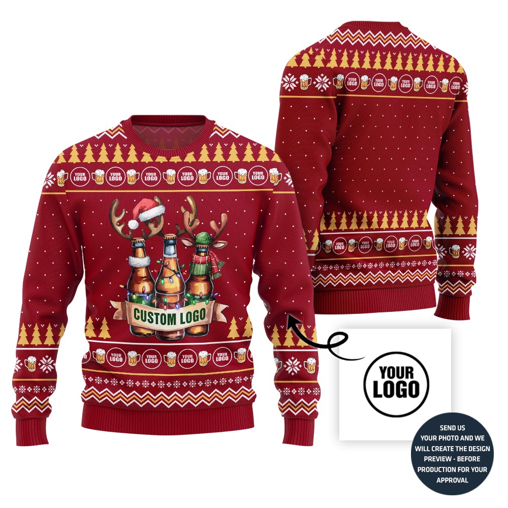 Custom Logo Beer Ugly Xmas Sweater