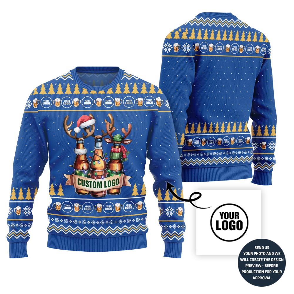 Custom Logo Beer Ugly Xmas Sweater