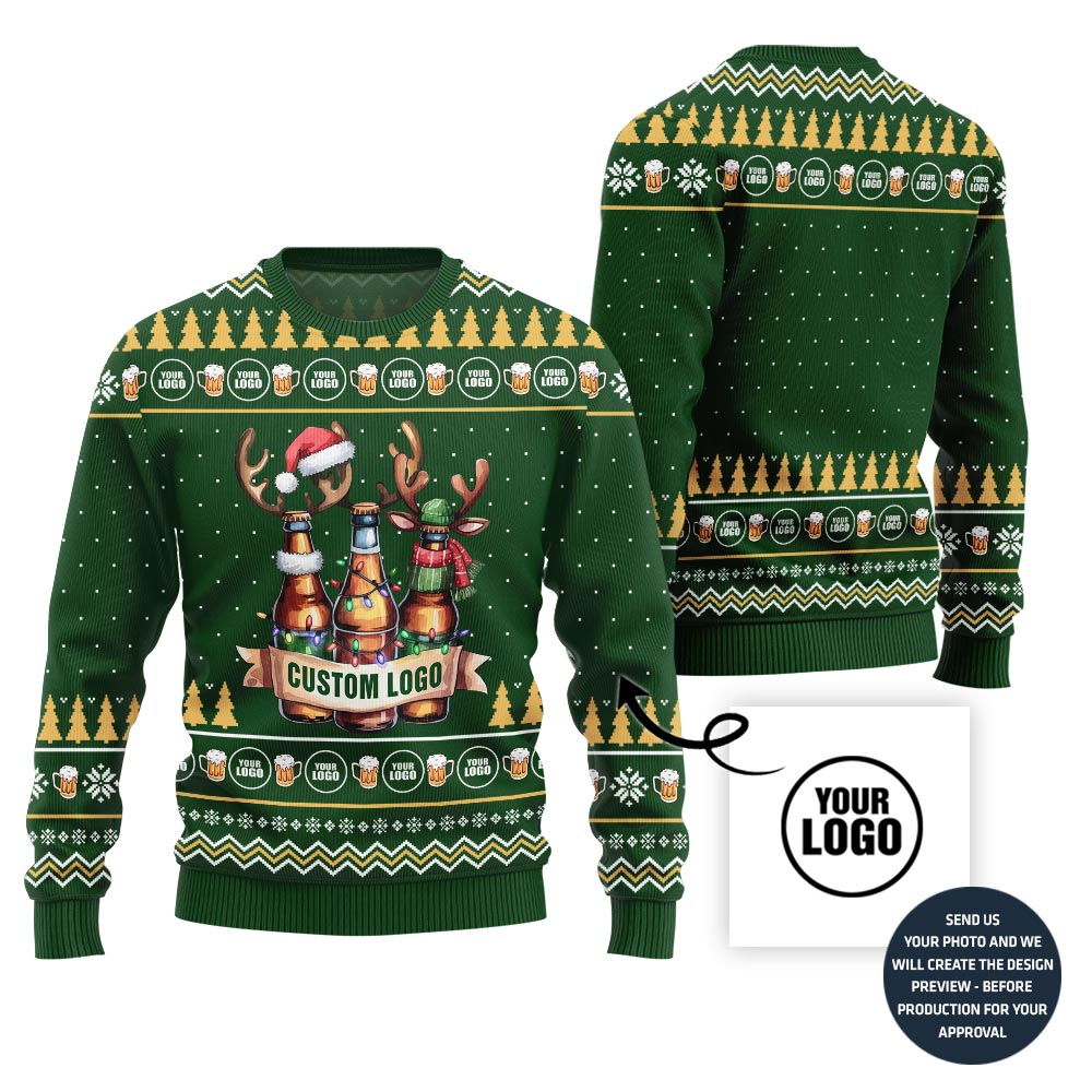 Custom Logo Beer Ugly Xmas Sweater