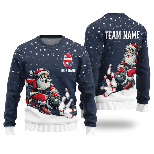 Custom Logo Bowling Team Ugly Christmas Sweater