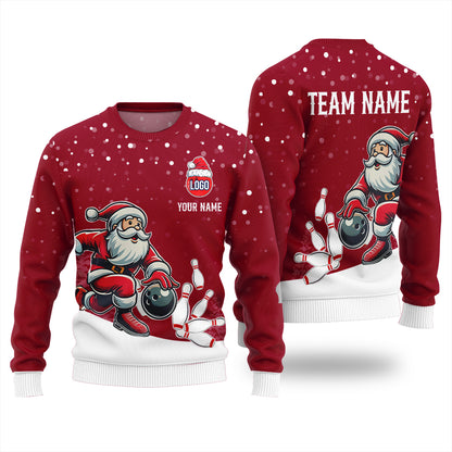 Custom Logo Bowling Team Ugly Christmas Sweater