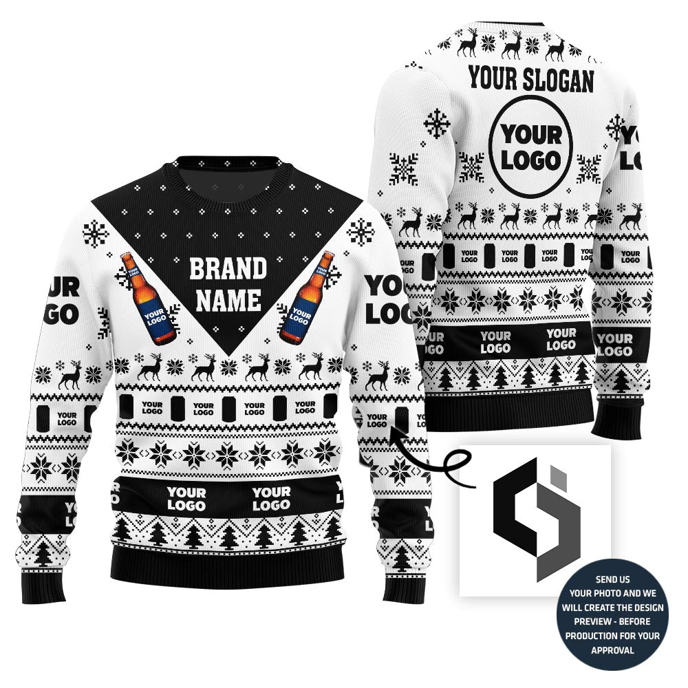 Custom Logo Brand Beer Ugly Christmas Sweater