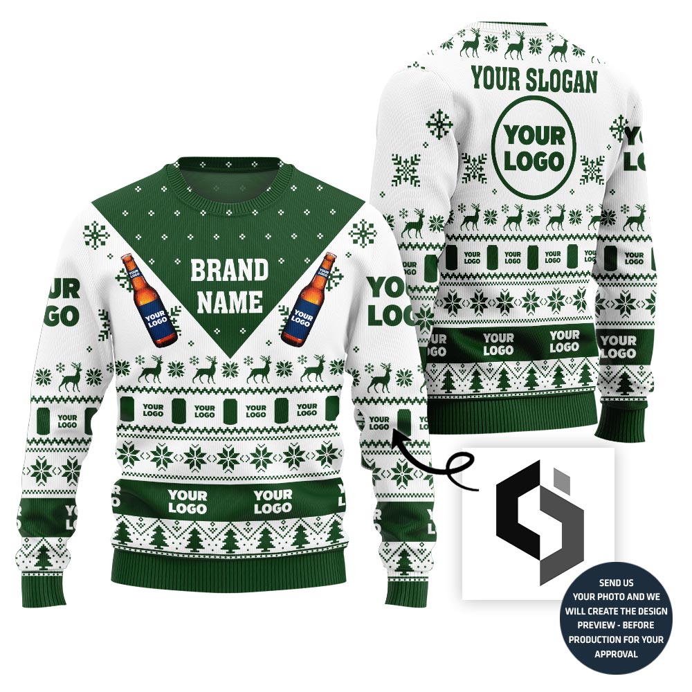 Custom Logo Brand Beer Ugly Christmas Sweater