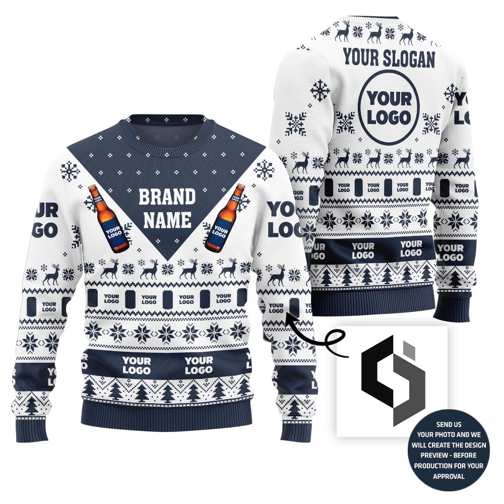 Custom Logo Brand Beer Ugly Christmas Sweater