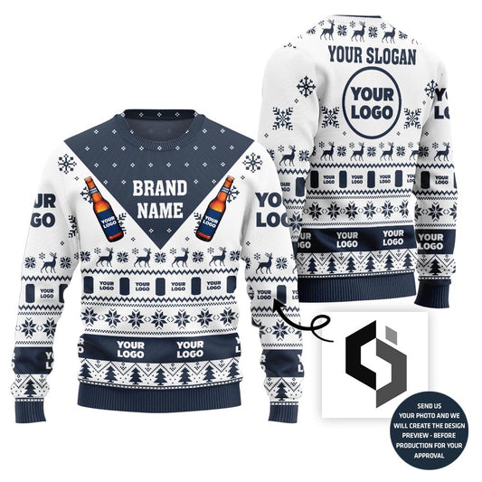 Custom Logo Brand Beer Ugly Christmas Sweater