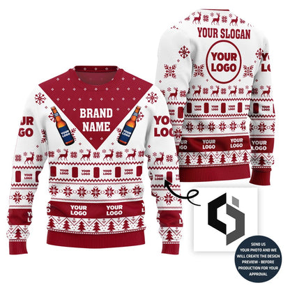 Custom Logo Brand Beer Ugly Christmas Sweater