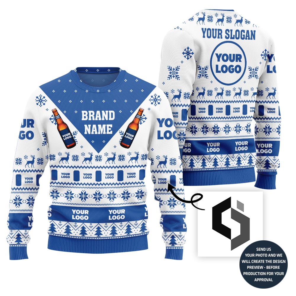 Custom Logo Brand Beer Ugly Christmas Sweater