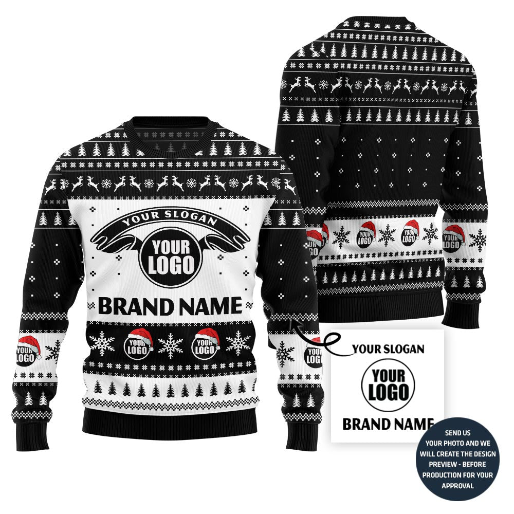 Custom Logo Brand Name And Slogan Christmas Sweater