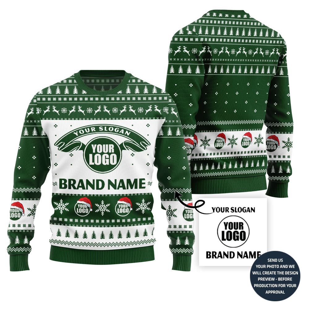 Custom Logo Brand Name And Slogan Christmas Sweater