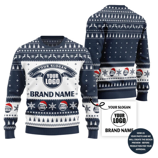Custom Logo Brand Name And Slogan Christmas Sweater