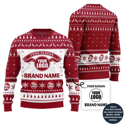 Custom Logo Brand Name And Slogan Christmas Sweater