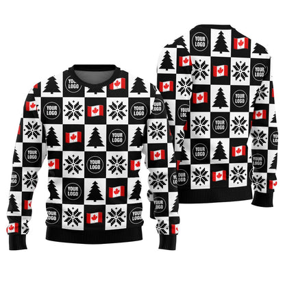 Custom Logo Canada Flag Christmas Ugly Sweater
