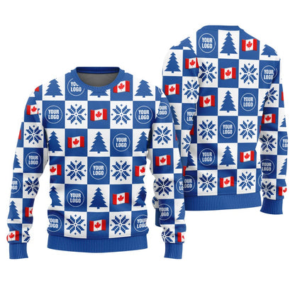 Custom Logo Canada Flag Christmas Ugly Sweater