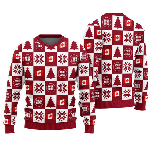 Custom Logo Canada Flag Christmas Ugly Sweater