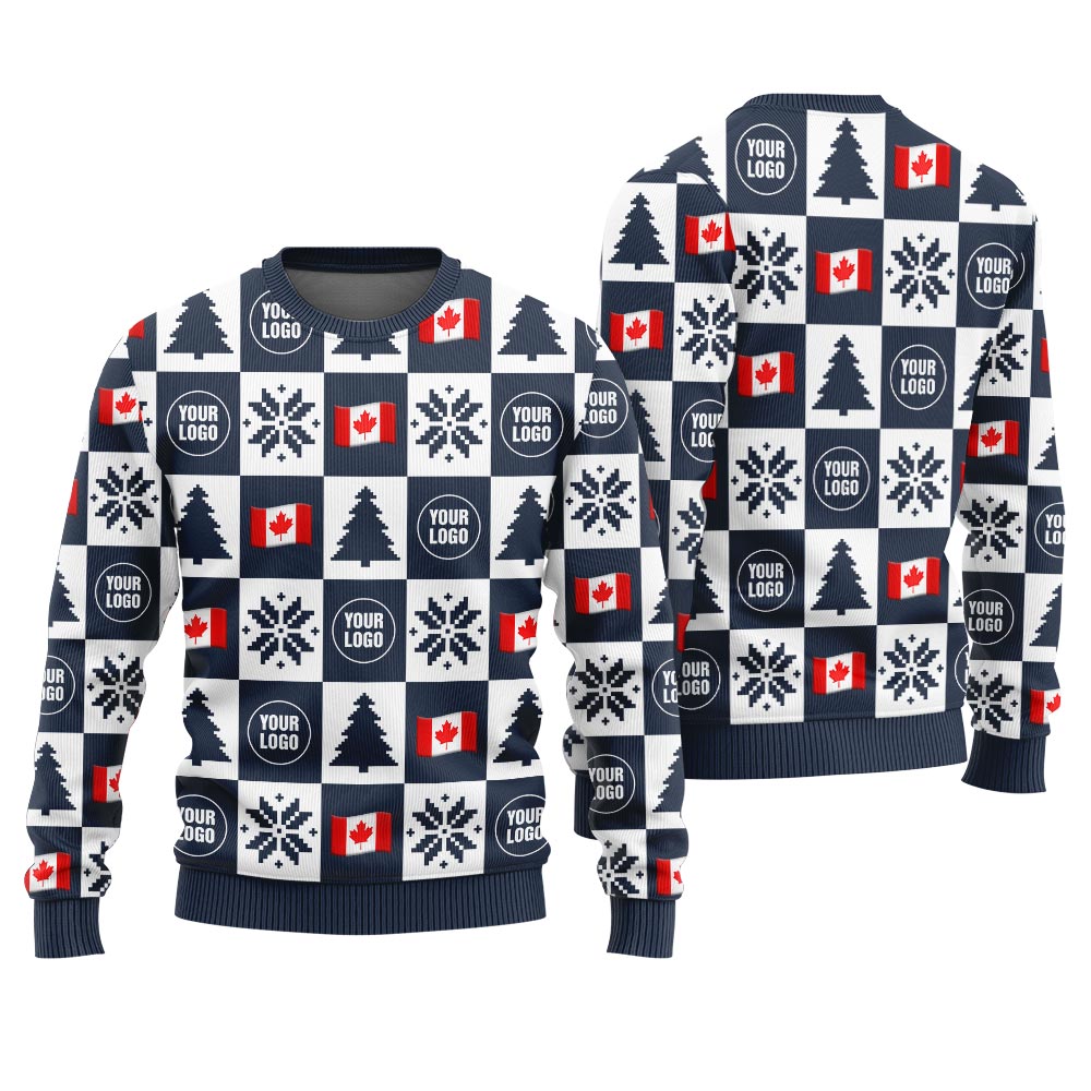 Custom Logo Canada Flag Christmas Ugly Sweater