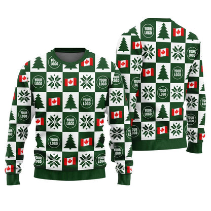 Custom Logo Canada Flag Christmas Ugly Sweater