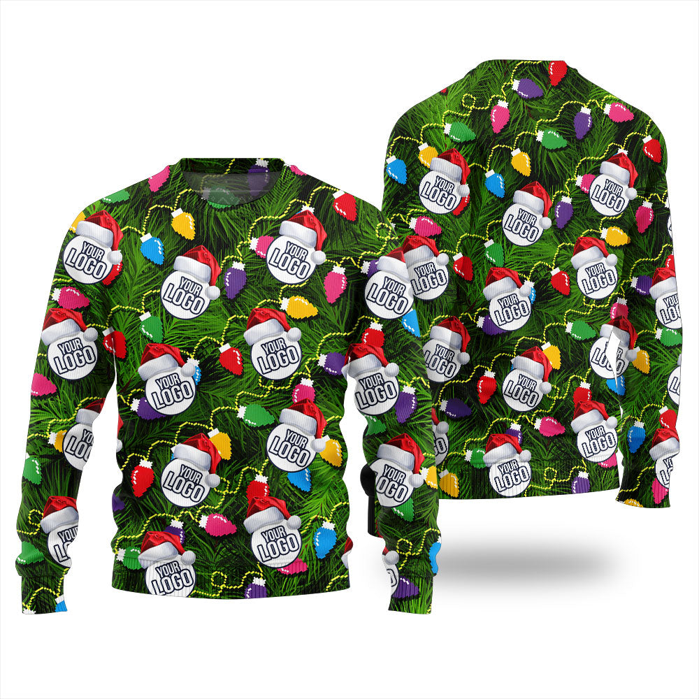 Custom Logo Christmas Lights Ugly Sweater