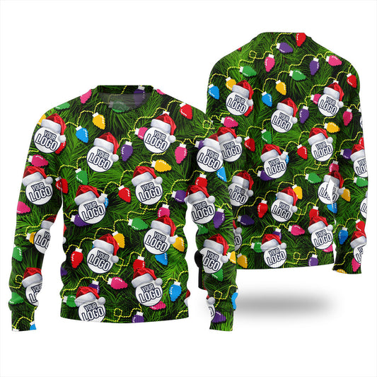 Custom Logo Christmas Lights Ugly Sweater