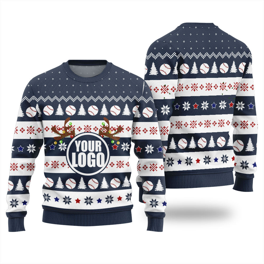 Custom Logo Christmas Sweater For Baseball Team