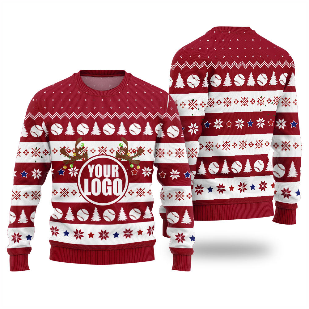 Custom Logo Christmas Sweater For Baseball Team