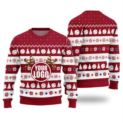 Custom Logo Christmas Sweater For Baseball Team
