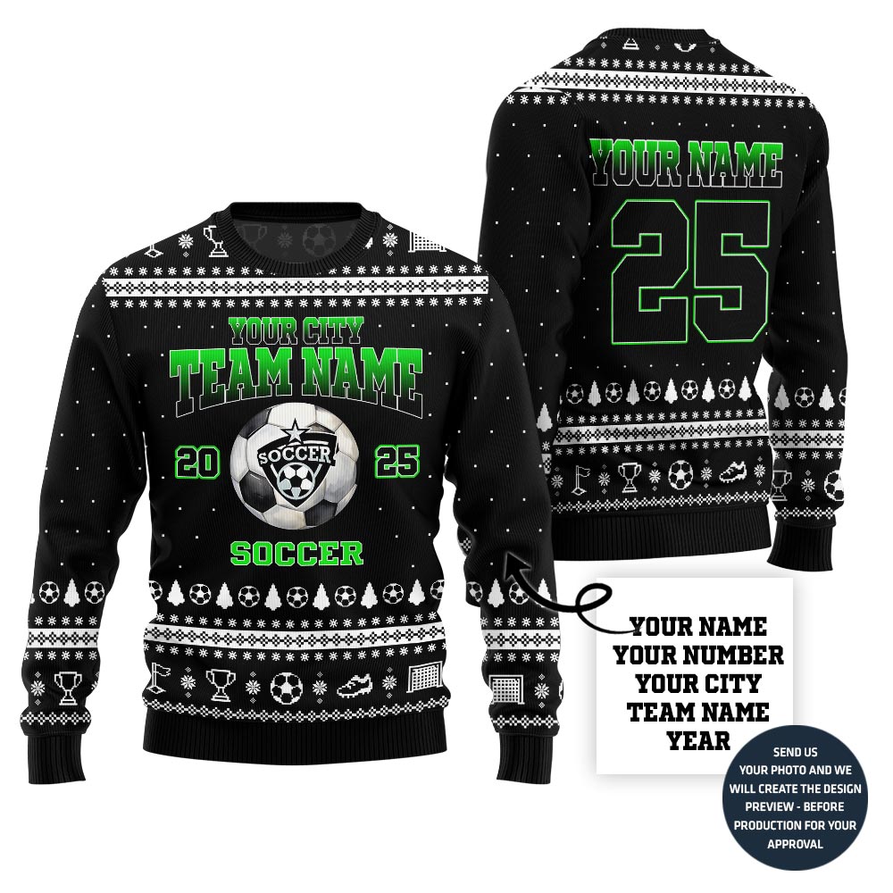 Custom Logo Christmas Sweater For Soccer Team