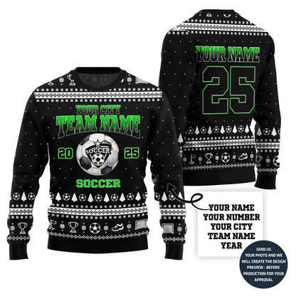 Custom Logo Christmas Sweater For Soccer Team