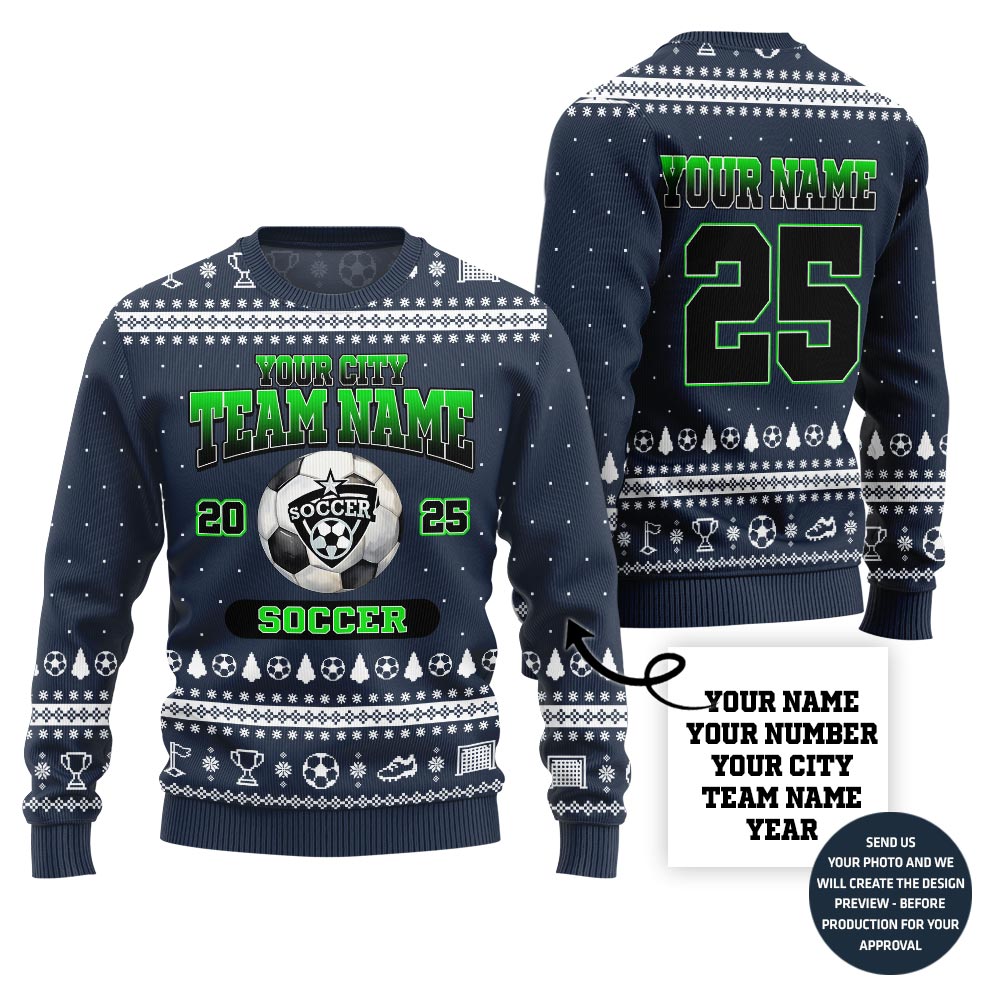 Custom Logo Christmas Sweater For Soccer Team