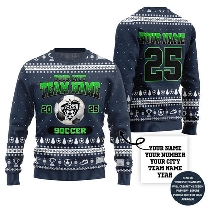 Custom Logo Christmas Sweater For Soccer Team