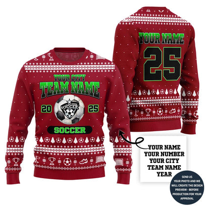 Custom Logo Christmas Sweater For Soccer Team