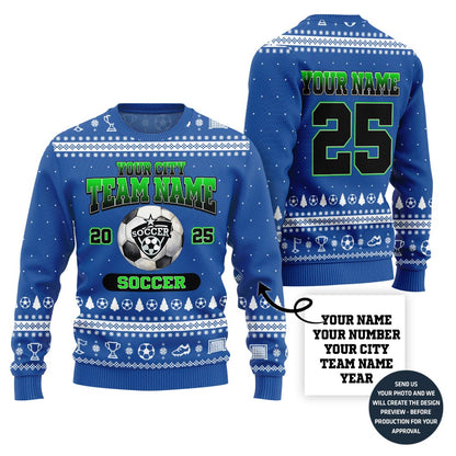 Custom Logo Christmas Sweater For Soccer Team