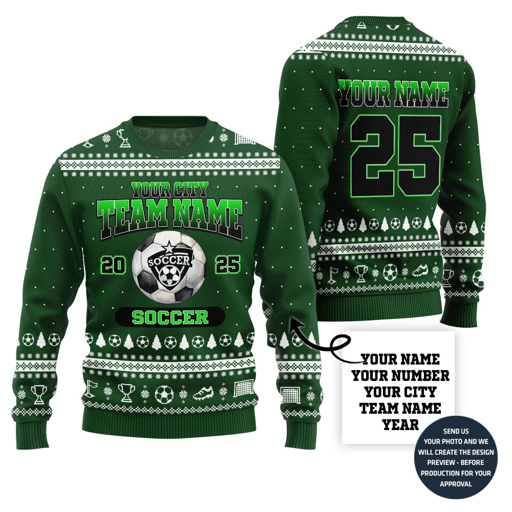 Custom Logo Christmas Sweater For Soccer Team