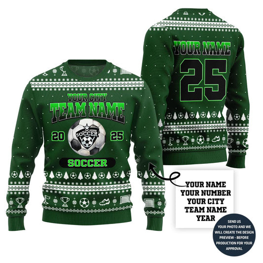 Custom Logo Christmas Sweater For Soccer Team