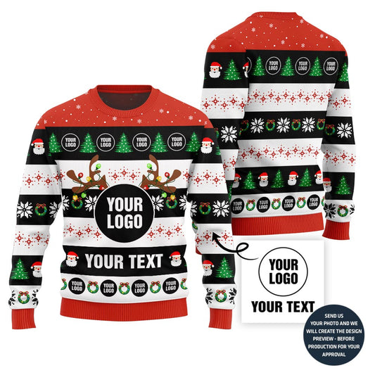 Custom Logo Company Ugly Sweater With Festive Patterns